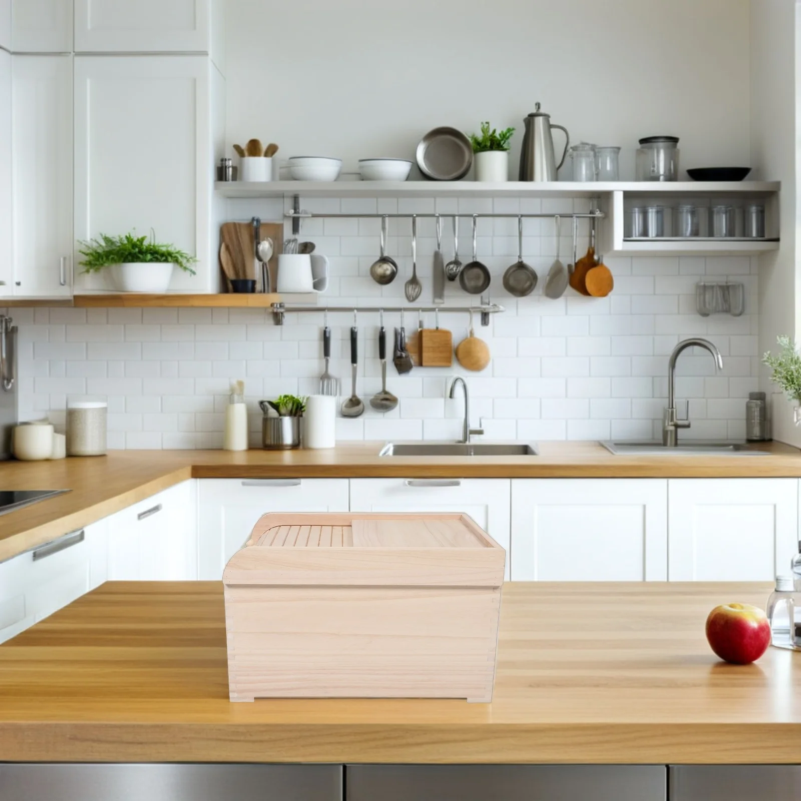 حاوية تخزين الأرز الخشبية سعة كبيرة 15 كجم دلو الأرز الخشبي الصلب تخزين الحبوب المختومة منظم الطعام الجاف استخدام المطبخ #5