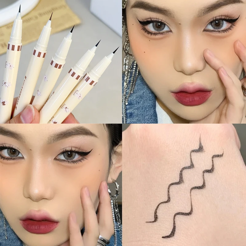 Waterproof Ultra-fine Liquid Eyeliner Pencil Fast-drying Lasting Smooth Black Brown Eyeliner Lying Silkworm Pen Korean Comestics