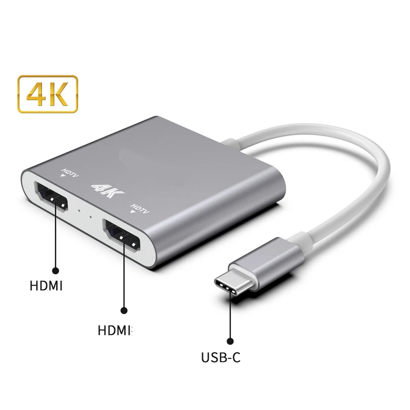 محول من النوع C إلى HDMI متوافق مع شاشة مشاركة الفاصل محول تمديد كابل محطة إرساء مشاركة التبديل USB-C HUB 4K