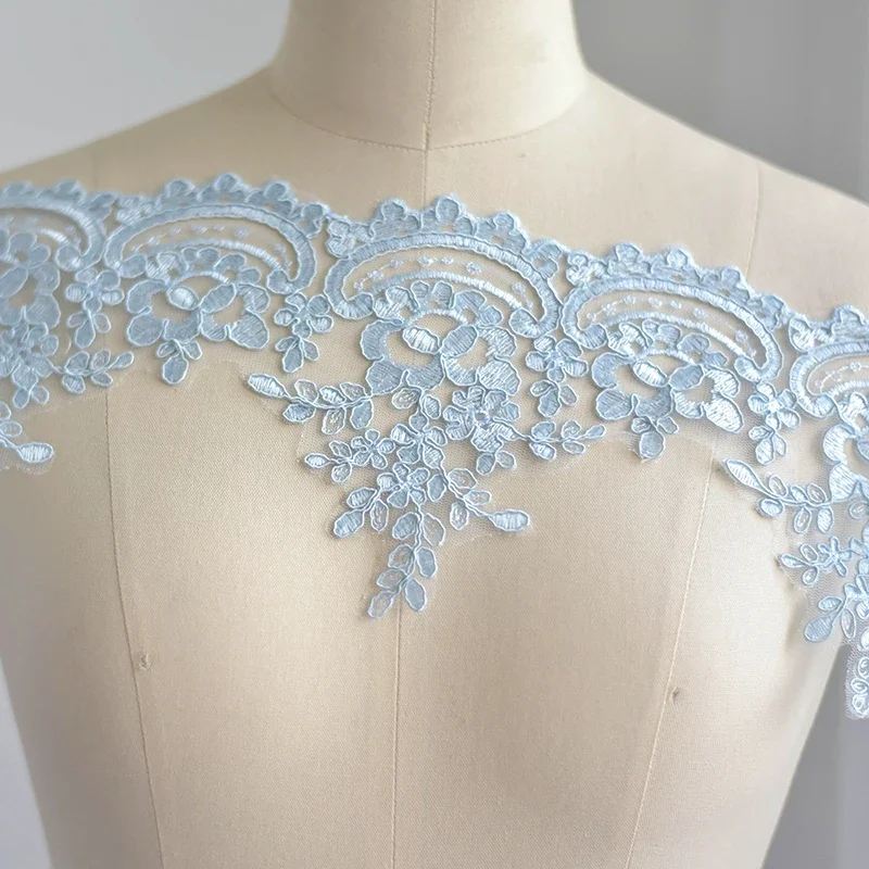 Sequined Eyelash Lace Trim, Bridal Border, Wedding Dress Accessories, 12 Colors, RS344