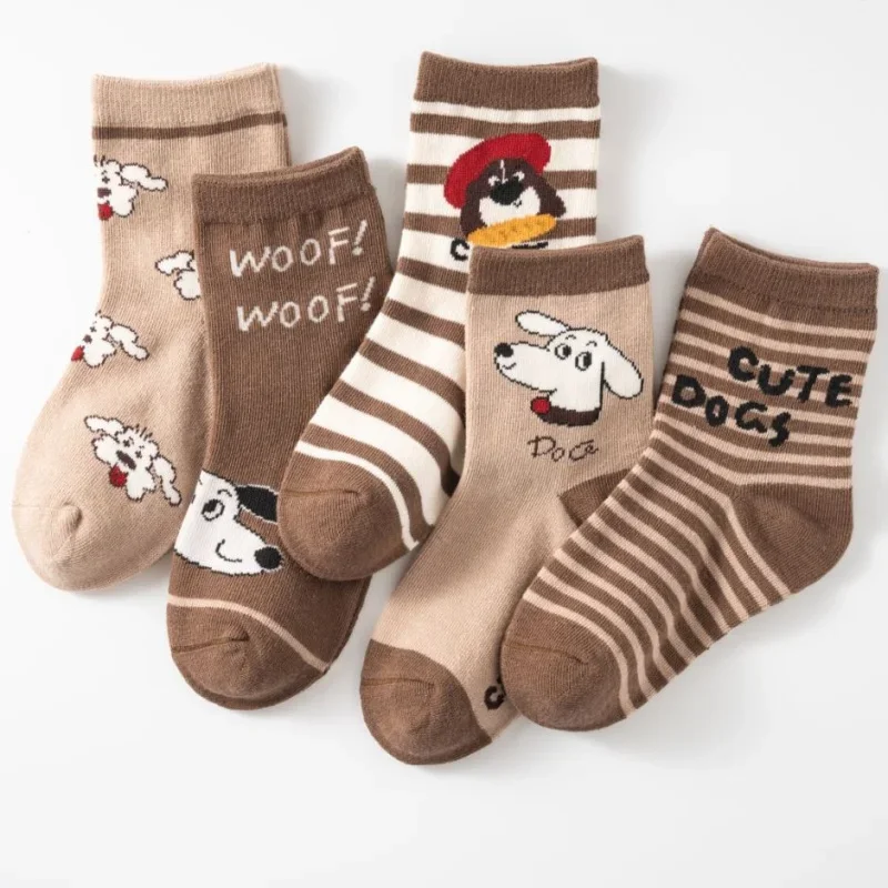 5 أزواج من الجوارب الأطفال الربيع والخريف اسطوانة بلون الفتيان والفتيات الأطفال الكبار لطيف صبي طفل الجوارب 1-12 سنة