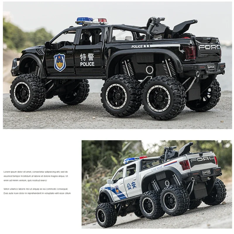 1/28 Ford Raptor F150 Pickup Alloy Car Model Diecast & Toy Metal Police Off-Road Vehicles Car Model Simulation Children Gift
