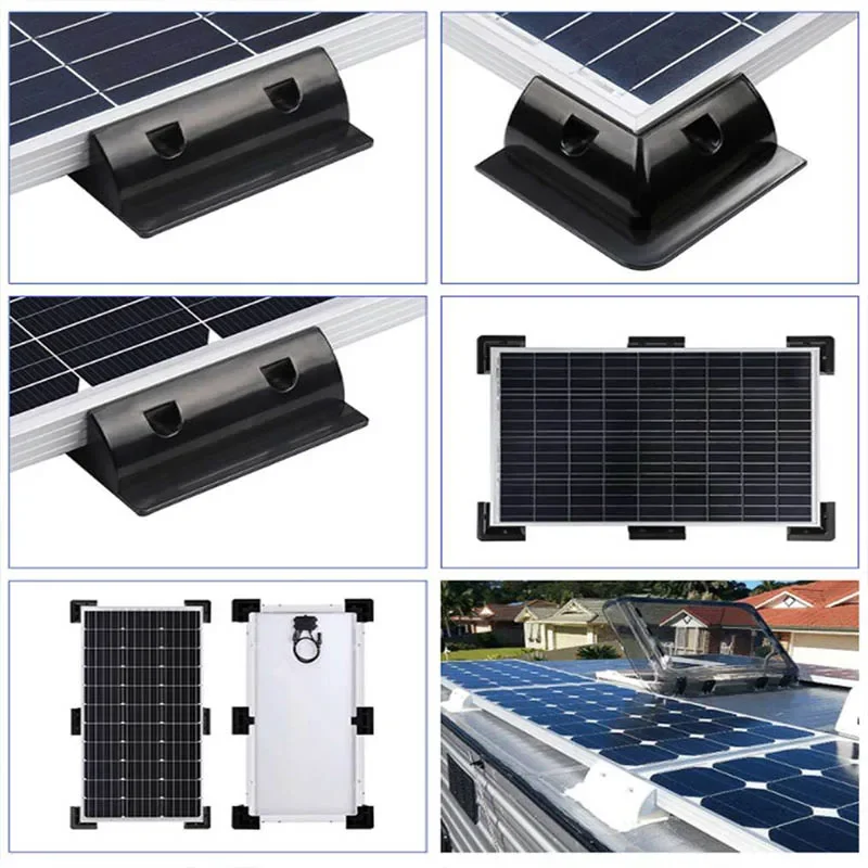 RV Solar Mounting Bracket Drill-Free Plastic Photovoltaic Panel Fixing Corner Brackets Kit For RV Caravans Vehicles Motorhomes