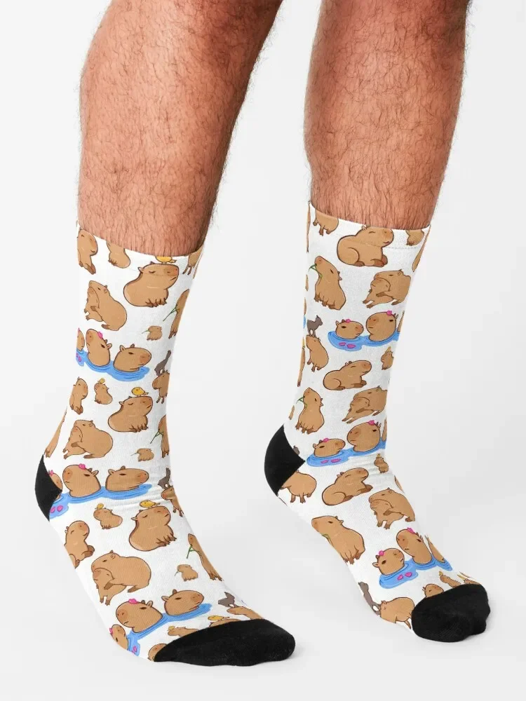 Capybara-Calcetines deportivos personalizados para hombre y mujer, conjunto de calcetines con patrón