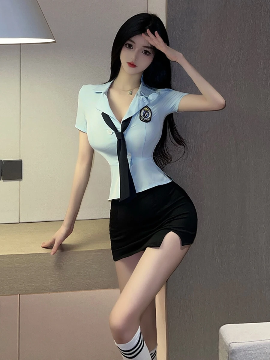 

Sexy Teacher Student orm Set Tight irt ort Skirt Profional Role Play Faionable Workwear Polyester ort Sve P...