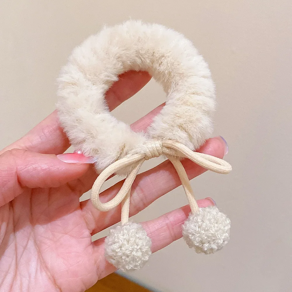 New Korean Cute Pompoms Elastic Hair Bands Children Kawaii Hair Ties Headwear Girls Kids Women Hair Accessories image 5