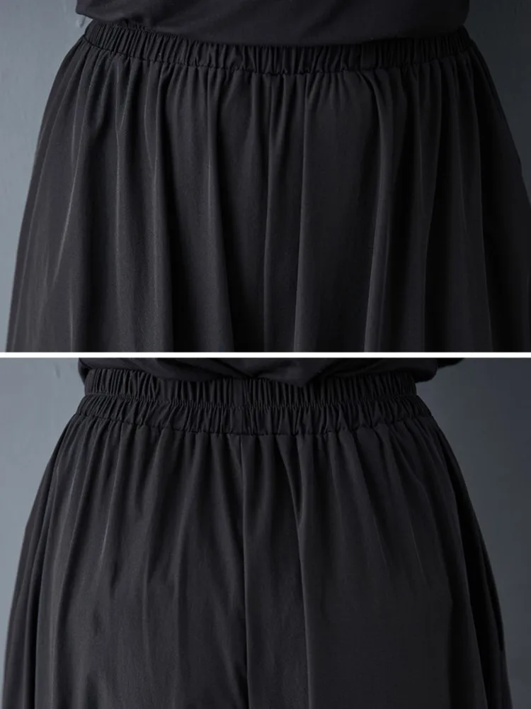 المتضخم ربيع الخريف بنطال ذو قصة أرجل واسعة المرأة مرونة موضة عادية السيدات بنطلون فضفاض امرأة مرونة الخصر السراويل