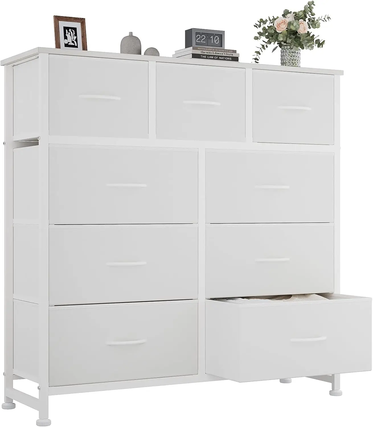 

Тканевый органайзер с 9 ящиками для шкафа и гостиной, белый комод, 39,4 дюйма (глубина) x 11,8 дюйма (ширина) x 39,9 дюйма (высота)