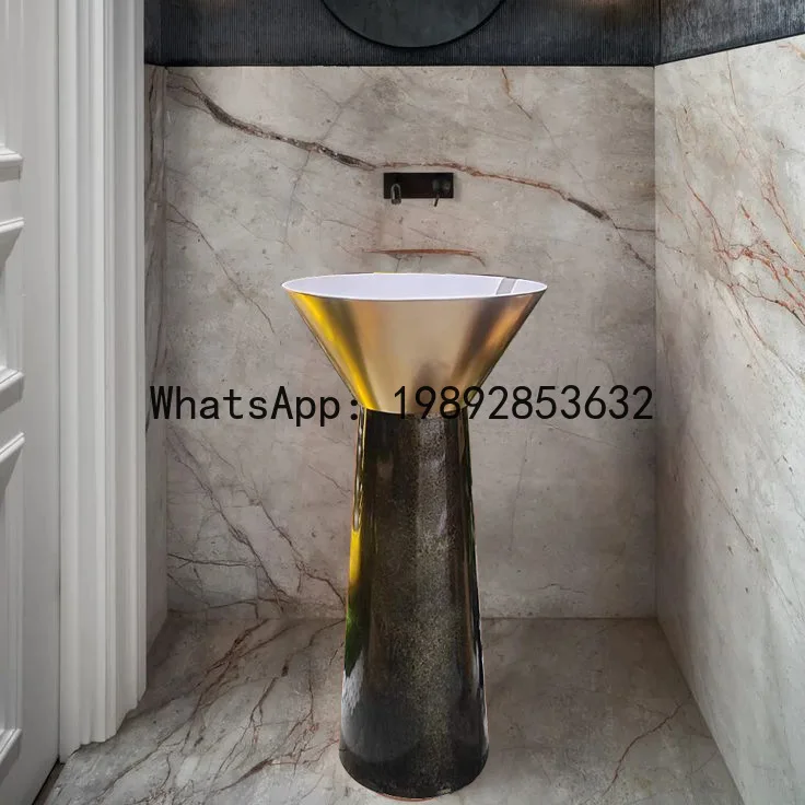 

XL Standing Column Washbasin Creative Artistic Integrated Washbasin Without Faucet Hole