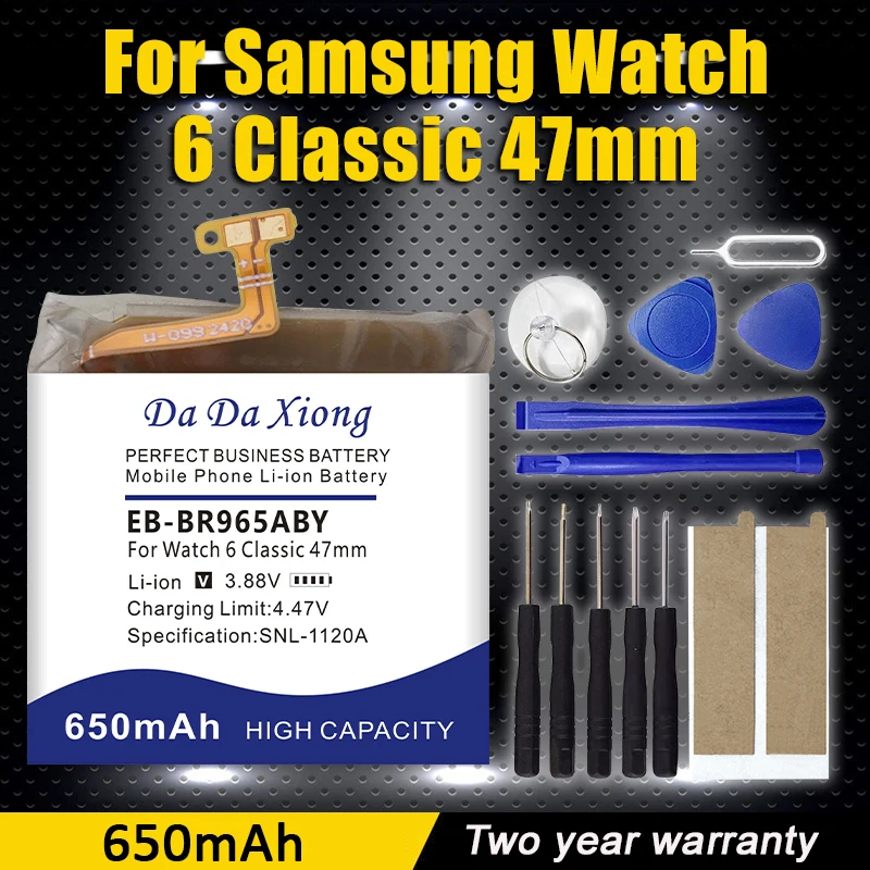 

100% новый аккумулятор для умных часов EB-BR965ABY емкостью 650 мАч для Samsung Watch 6 Classic, аккумуляторы 47 мм