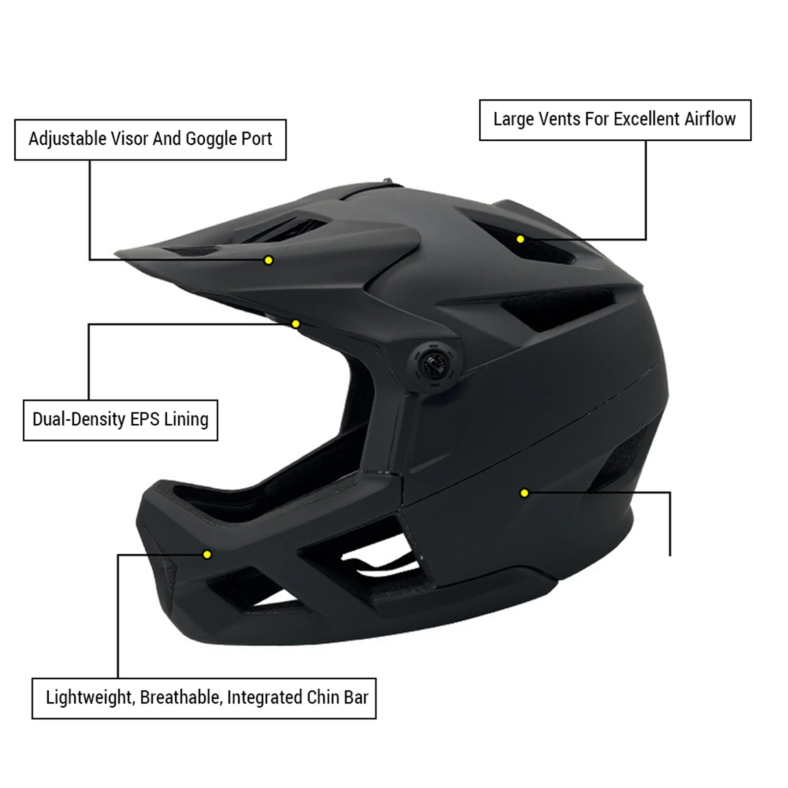 Full Face Mountain Bike Helmet for Men Women Road Bike Helmet Lightweight Adjustable Visor and Goggle Port 55-59CM