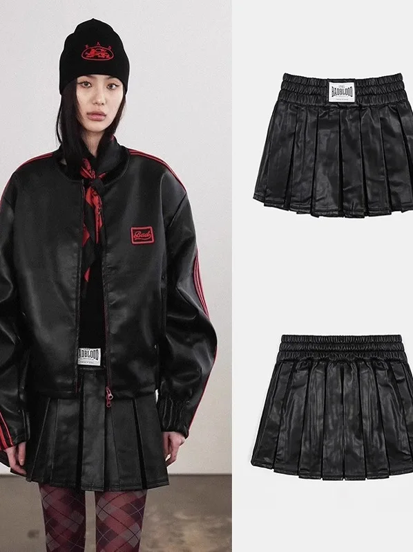 

Американская плиссированная юбка с высокой талией для женщин, сексуальный дизайн, модные повседневные юбки из смеси хлопка