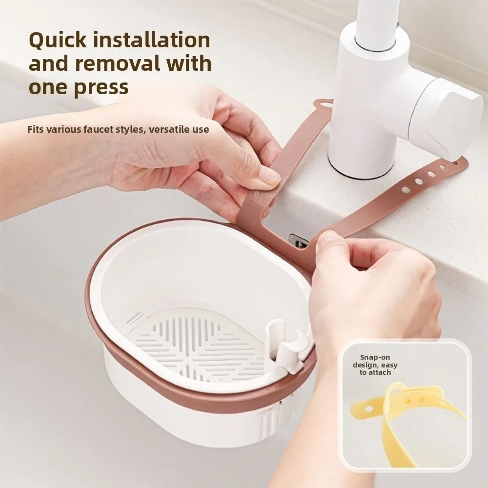 2Pcs 2 in 1 Sink Hanging Strainer Basket Detachable Openable Bottom Cover Kitchen Garbage Filter Multifunctional Snap On
