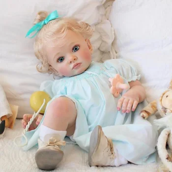 Lovely Tutti 22 inch bebreathable reborn baby doll customized toddler girl doll painted baby doll reborn with rooted hair Muñecas