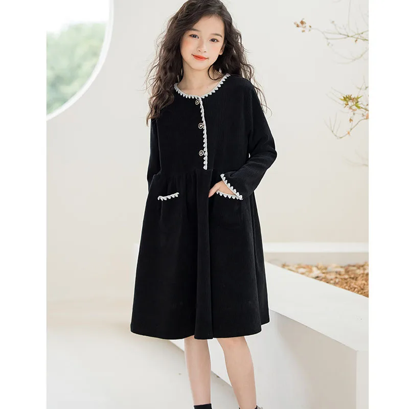 

New 2025 Spring & Autumn Toddler Girl's Chenille Dress Clothing Children Korean Style Knee Length Princess Dress For Kid Clothes