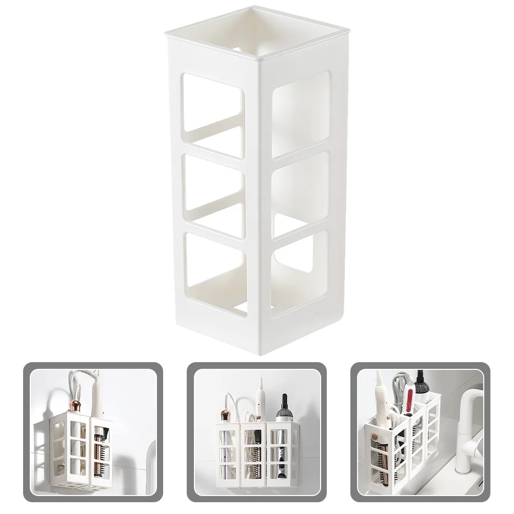 Wall Hair Blower Rack Japanese Style Hairdressing Tool Storage Box Rollers Mount Dryer Bracket Appliance Holder Plastic