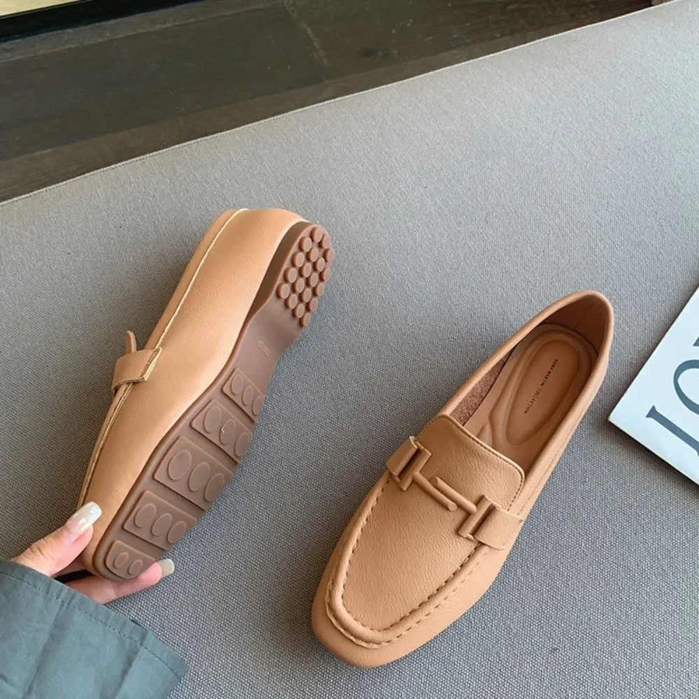 Single Shoe Women\'s 2026 Autumn New Loafers Lazy One Foot Flat Shoes Womens Shoes British Leather Shoes for Women Flats Ladies