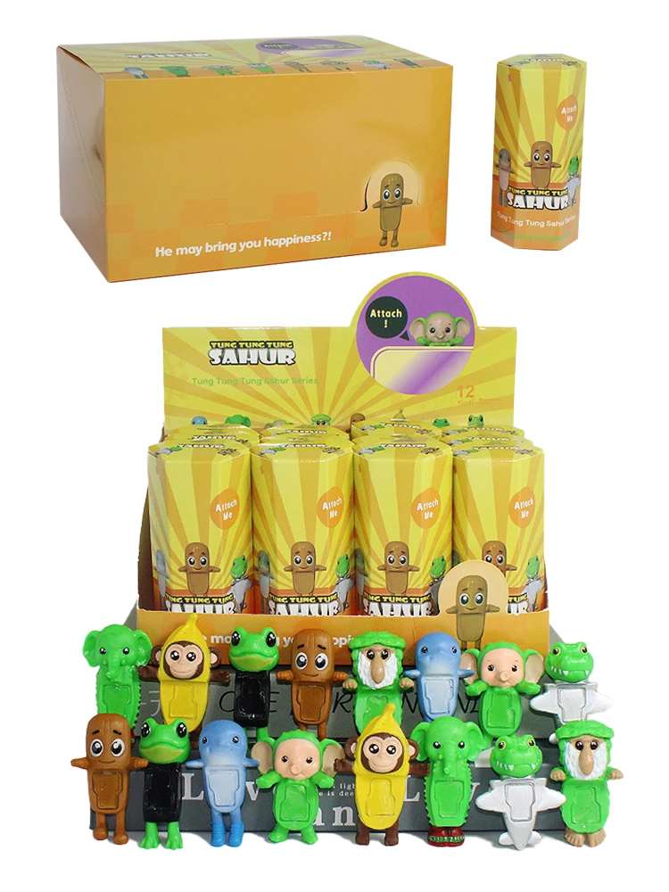 1/6/12 pièces Tung Tung Sahur AI Figure boîte aveugle Tralalero Tralala figurine créative accessoires de téléphone portable modèle jouets