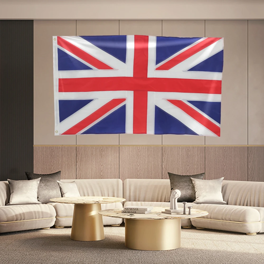 90x150 CM UK United Kingdom British Flag Embroidered Sewn 4 Rows Lock Stitching Grommets Long Lasting Vibrant Color 210D
