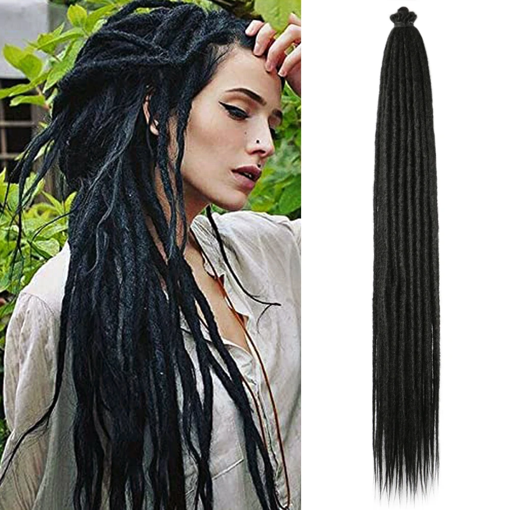 Synthetic 36 Inch Dreadlocks Extensions ThinSoft Reggae Hair Hip-Hop Style Dread Extensions Long Crochet Braids For Hippie Hair