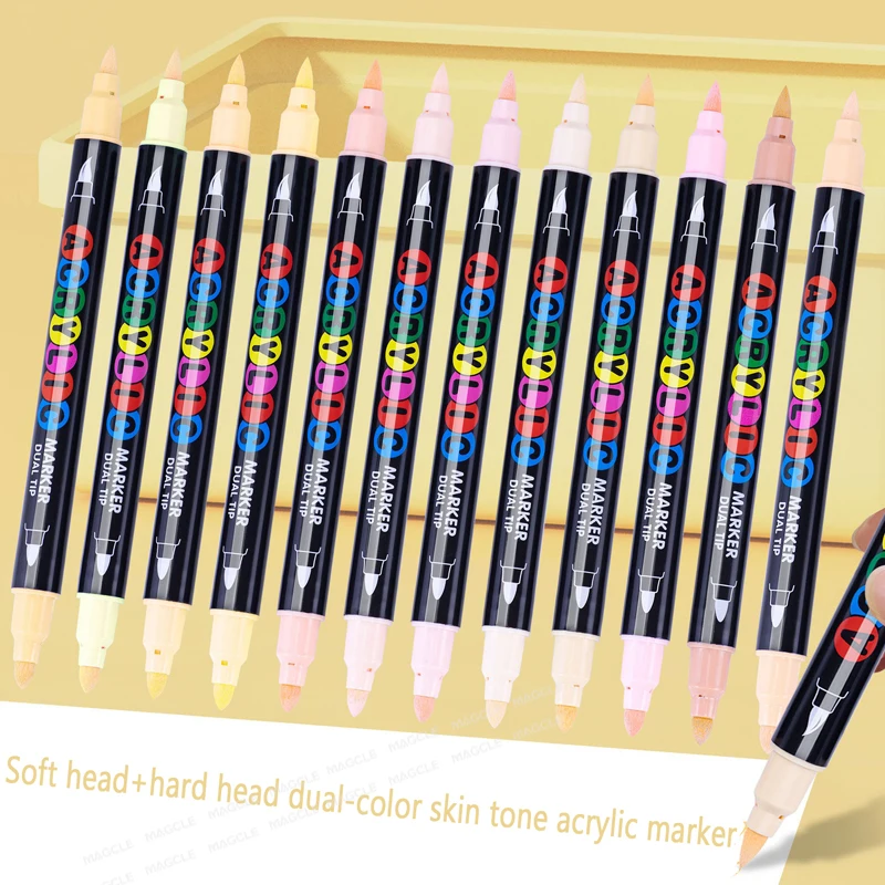 Guangna Dual Tip Drawing Stationery Marker Set 24/48 Skin Color Acrylic Felts High Quality Dry faster Waterproof Fade Resistant