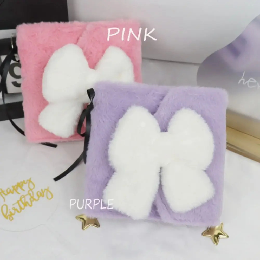 Plush Cartoon Plush Photocard Holder 2 Grids Cabin Idol Photo Album Shell Cartoon Bow Photocards Collect Volume School