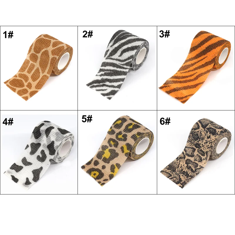 6 Rolls Vet Wrap Cohesive Bandage Self Adhesive Elastic Tape Animal Print Non-woven Breathable for Dog Cat Horse Wound Care