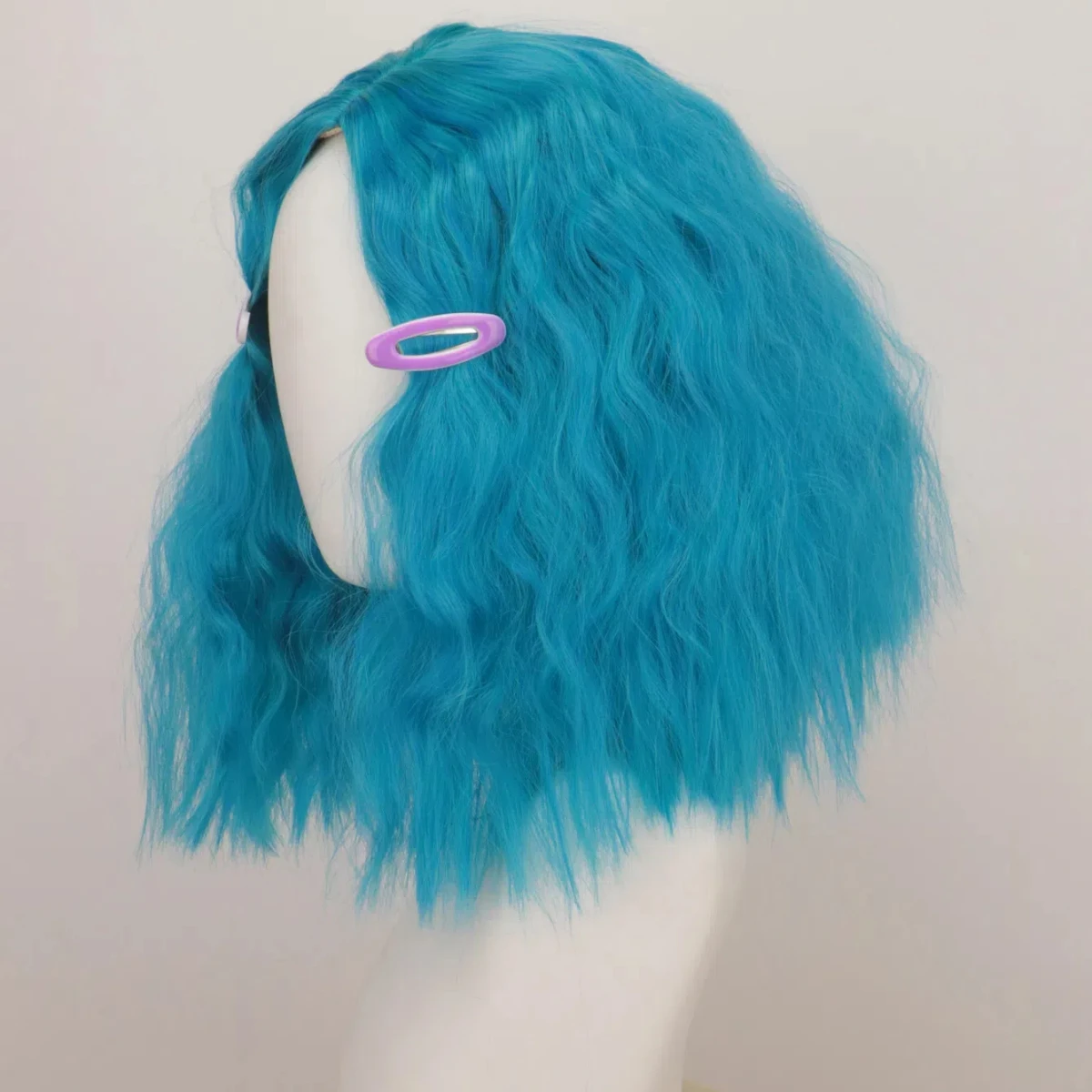 inside out Envy Cosplay Pruik voor Vrouwen Blauw Kort Krullend Haar Anime Kostuum Accessoire Perfect voor Halloween Feestjes