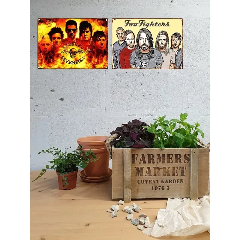 الموسيقار الفرقة الفنية روك باند تين علامات خمر اللوحة المعدنية الملصقات لغرفة الموسيقى بار المنزل مقهى جدار الفن هدية