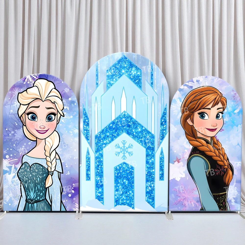 

TB Disney Frozen Princess Anna & Elsa Arch Backdrop Cover for Baby Shower Girls Birthday Party Decor Photo Background Wall Props