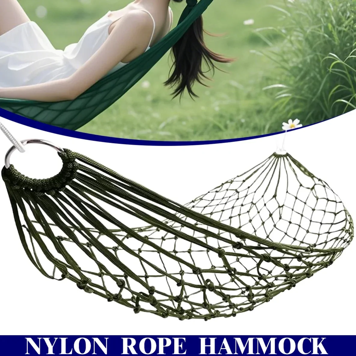 

Portable Garden Outdoor Thickened Nylon Rope Hammock Indoor Mesh Hammock Portable Simple Hammock Swing Chair