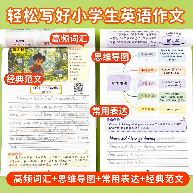 Elementary English Handwriting Copybook | Top Student High-Score Essay Training | Vocabulary Building Practice Book