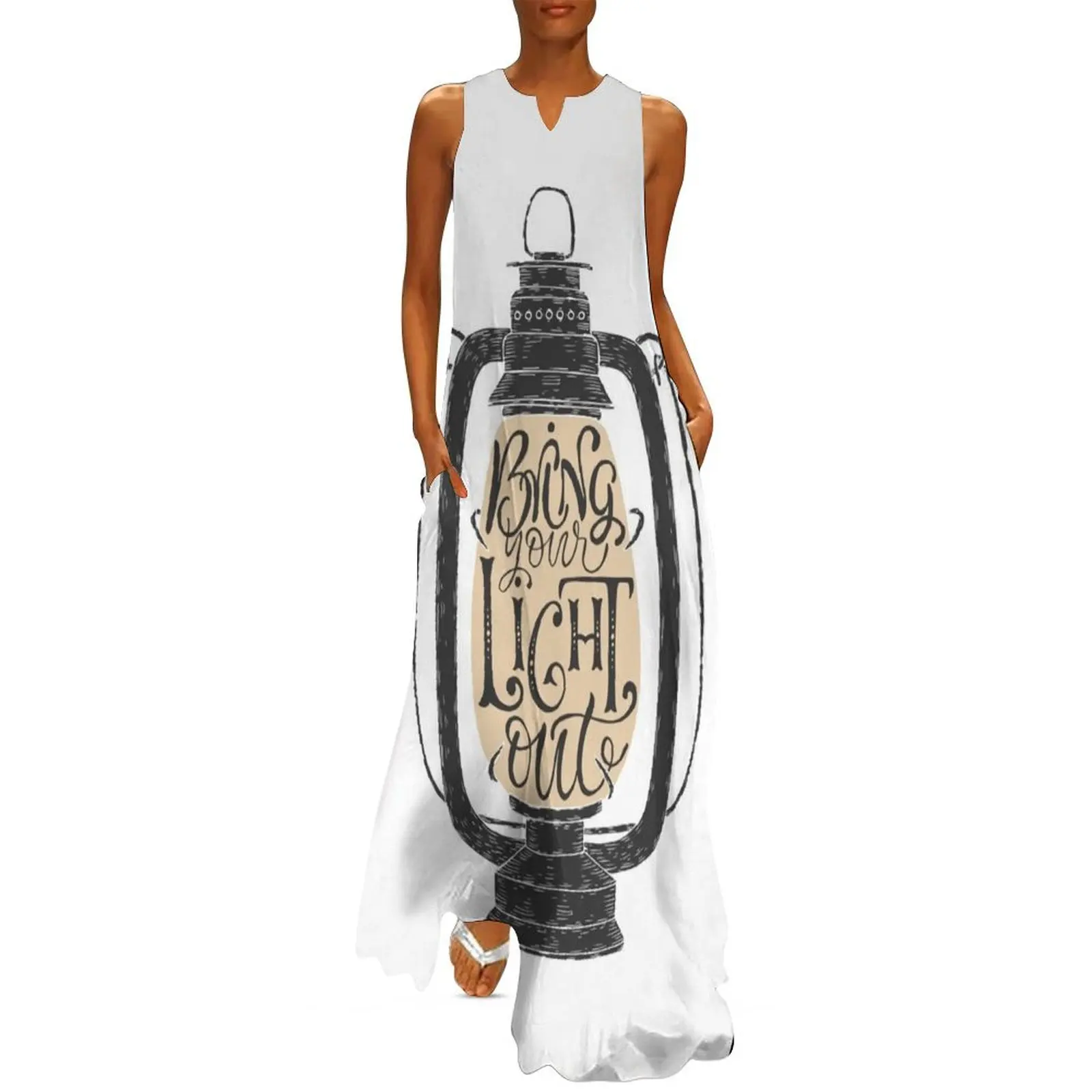 Bring your light out hand drawn typography poster Long Dress women