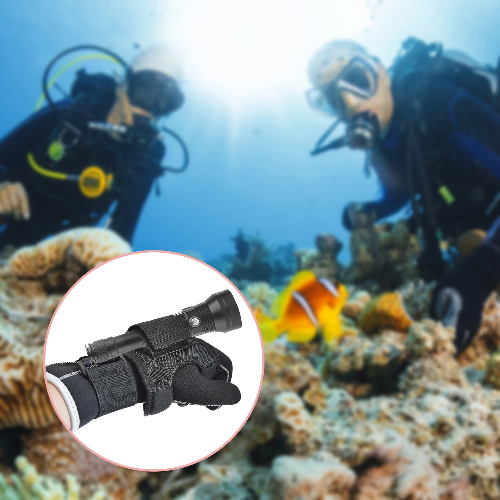 Universal Diving Flashlight Glove Hands-Free Submarine Flashlight Holder Glove Suitable for Outdoor Diving Accessory