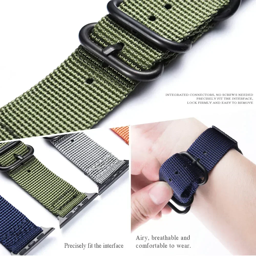 Nylon Strap For Apple Watch 9 8 45mm 44mm 49mm Nand for i Watch9 8 7 6 5 4 SE 3 2 1 for Apple Watch Bracelet Womem Men Bands