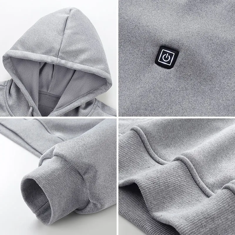 Hoodie Pemanas 5 Zona, Pakaian Pemanas Pria Wanita, Hoodie USB Pemanas Hangat untuk Luar Ruangan, Ski, Hiking (Tidak Termasuk Power Bank)