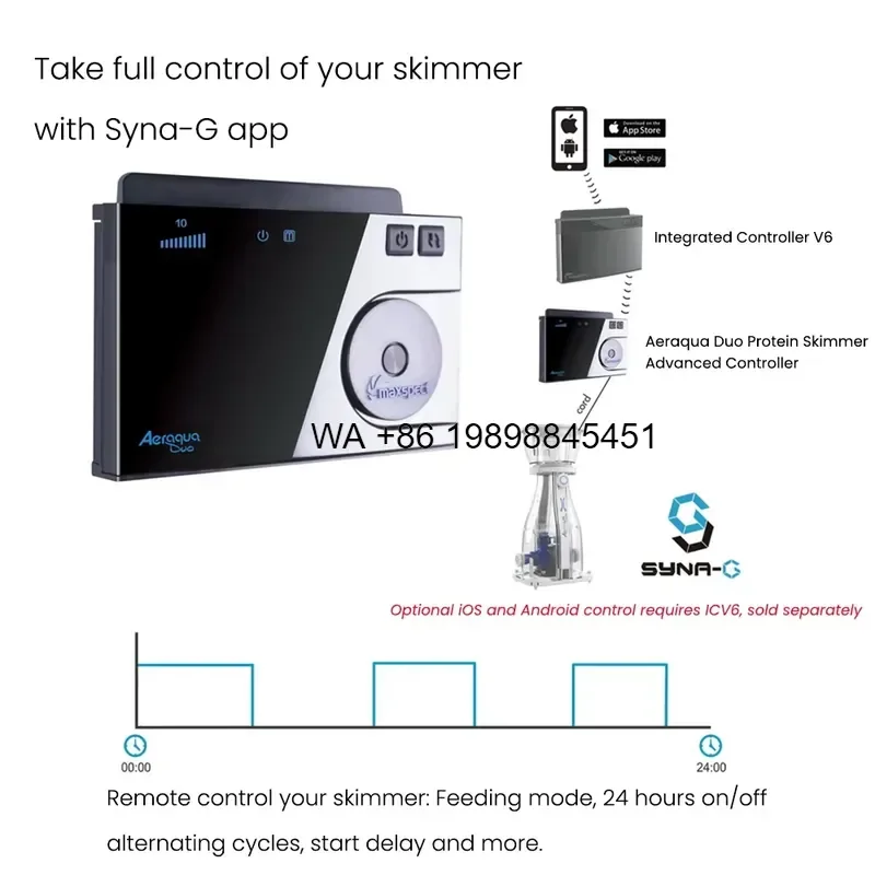 Wmwmnu for AD600 40W DC Flow Protein Skimmer IOS Android App Control Dual Intake Dual Wheel Overflow