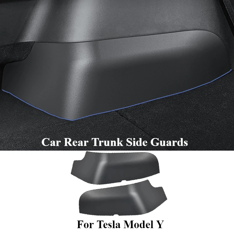 Car Rear Trunk Side Guards For Tesla Model Y 2021-2024 TPE Cover Fluff Surface Corner Protection Shell Auto Rear Trunk Protector