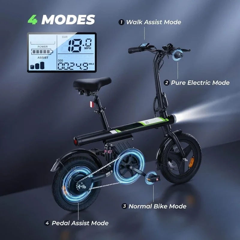 Authenticity guarantee.Adult electric bike 500W motor, 20 mph folding electric bike, 14 inch adult electric bikeUSA image 5