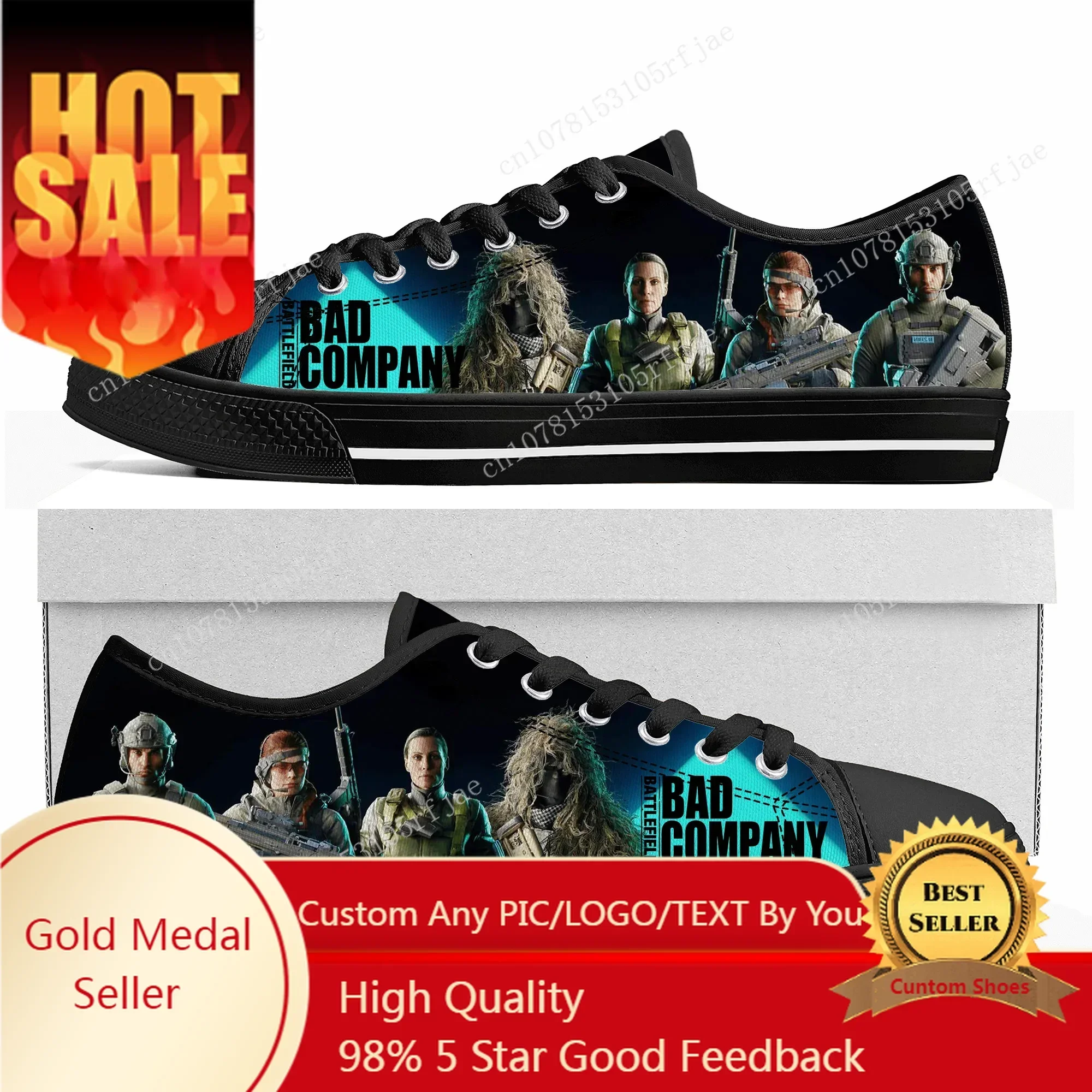 Battlefield Low Top Sneakers Hot Cartoon Game Womens Mens Teenager Fashion Shoes Casual Tailor Made Canvas Sneaker