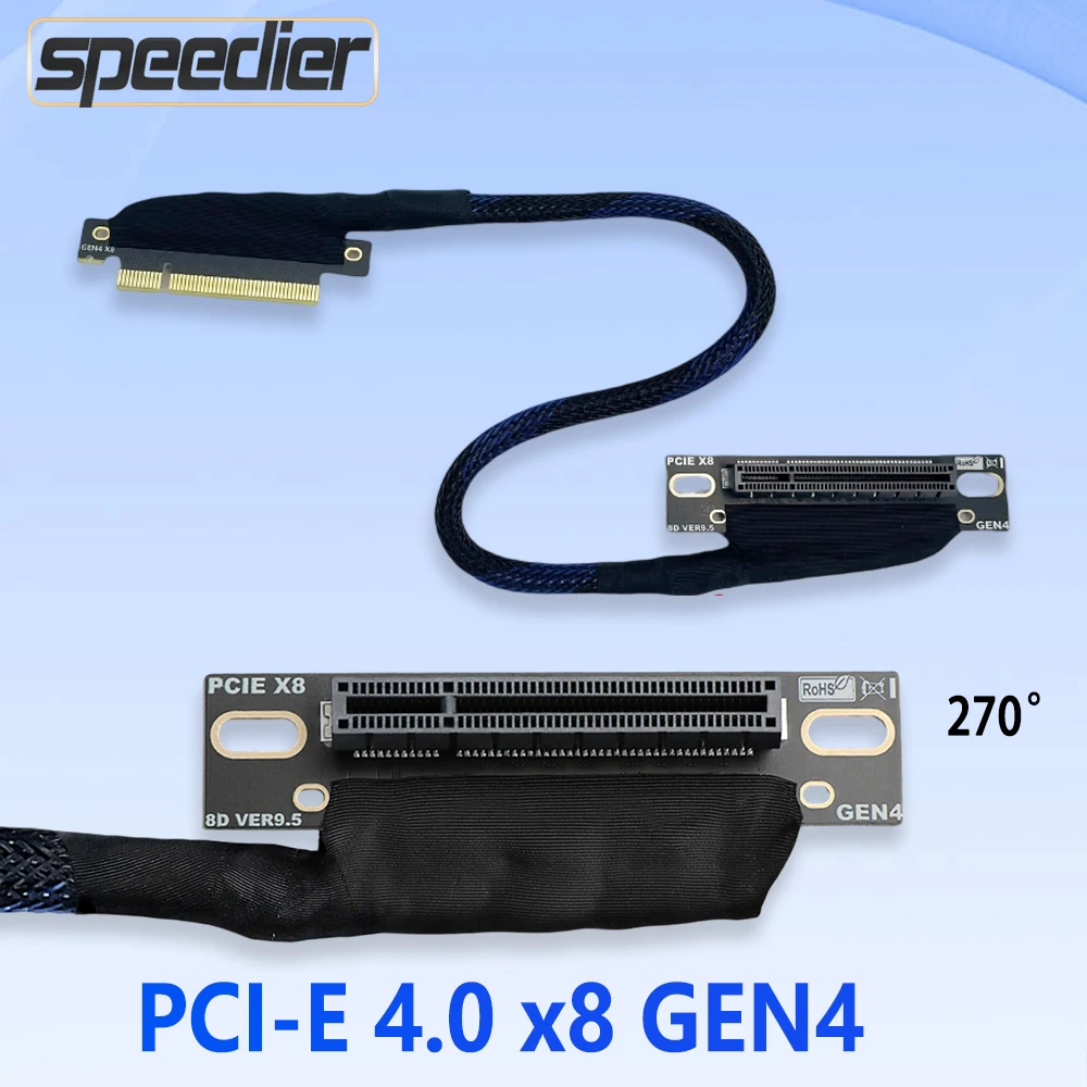 

PCI-e 4.0 X8 Extension Cable Braided Adapter Cable for Built-in AI Server PCIe X8 Network Adapter Card Converter Gen4 X8 16G/bps