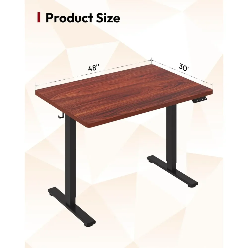 Height Adjustable Electric Standing Desk 48x30 Inches with 6-Button Controller, Ergonomic and Whole-Piece Desktop for Comfortabl