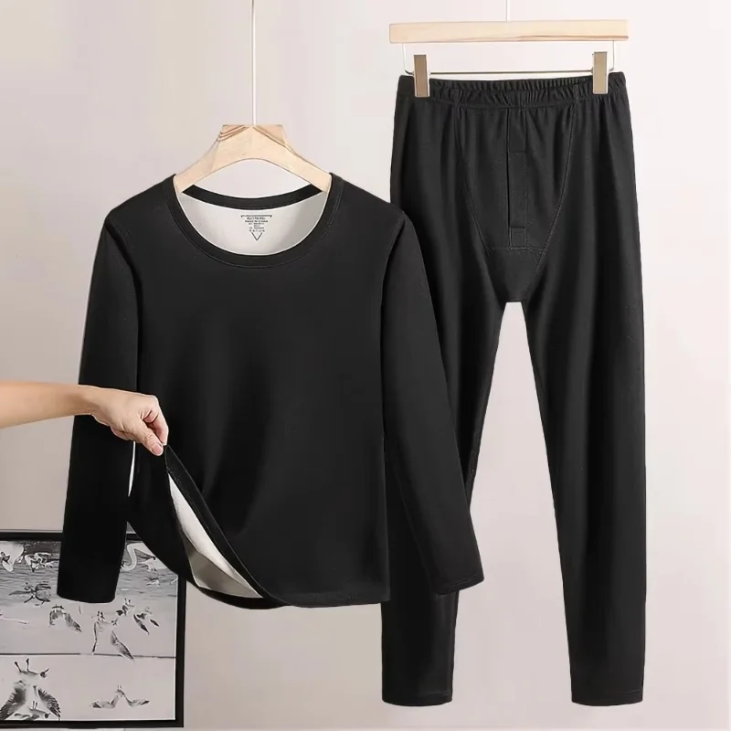 Men Winter Thermal Underwear Set High Elasticity Slim Body Face Sanding Double Warmth Comfortable And Breathable