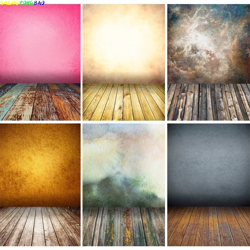 

Vintage Gradient Solid Color Photography Backdrops Props Brick Wall Wooden Floor Baby Portrait Photo Backgrounds MB-30