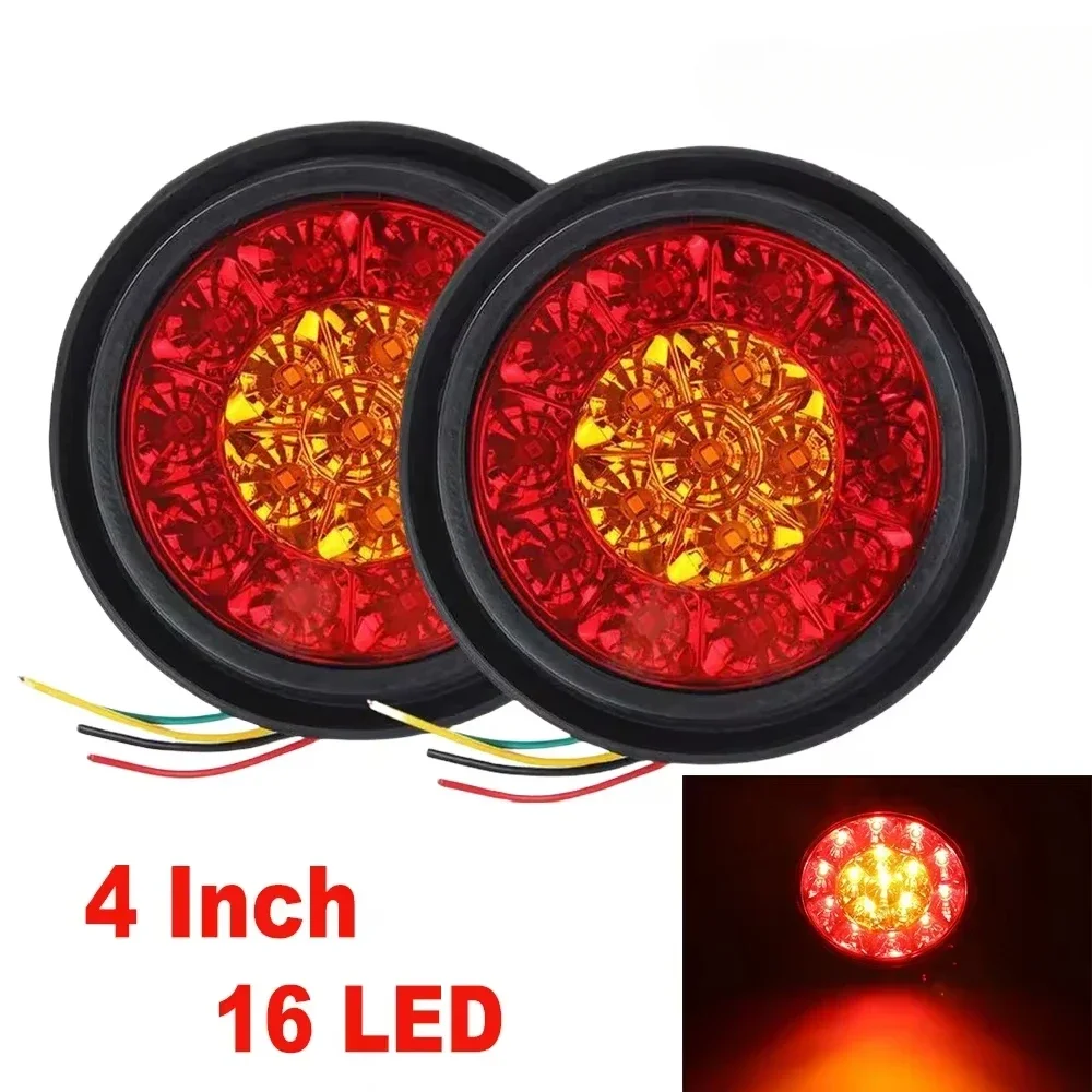 2pcs Waterproof 12V 24V Round 16 LED 4