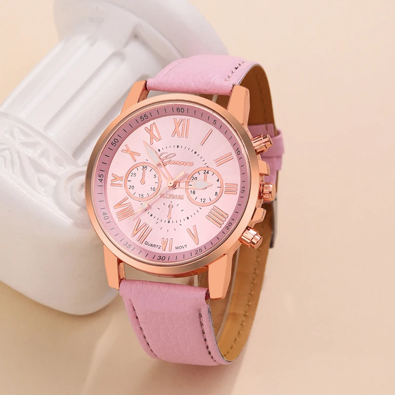 นาฬิกาสำหรับแฟชั่นสำหรับผู้หญิงสายหนังลำลองนาฬิกาข้อมือควอตซ์แบบเรียบง่ายสำหรับผู้หญิงนาฬิกาข้อมือชุดเดรส reloj mujer
