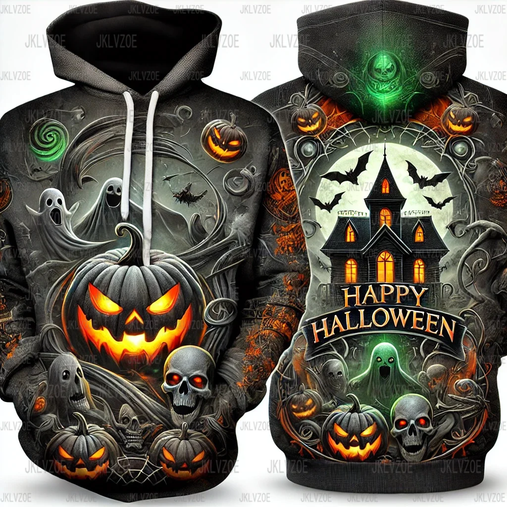 Autumn New Halloween Hoodies Nightmare Before Christmas 3D Print Hoodie Men Women Fashion Oversized Casual Sweatshirts Pullovers