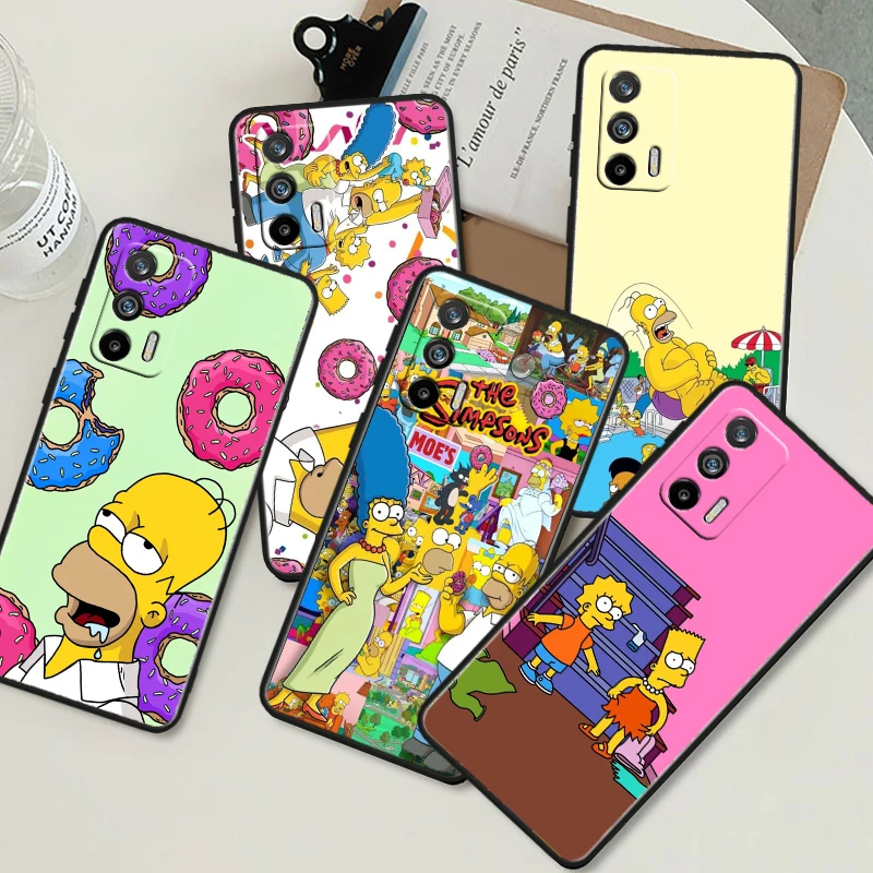 Disney Cute The simpsons Black Phone Case For OPPO Realme 10 C2 3 11 20 21 31 30 33 35 55 X2 GT Pro Plus Master Shell Cover Capa