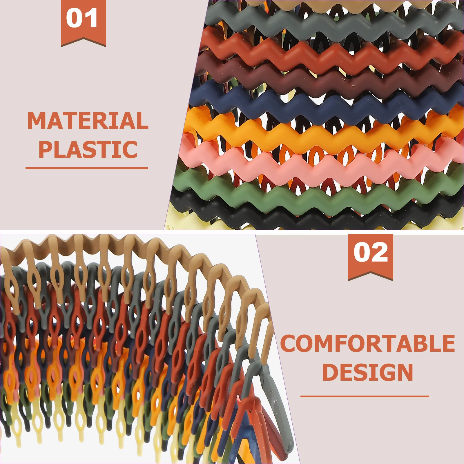 

10Pcs Plastic Teeth Headbands Women Hair Accessories Essential Non-Slip Head Bands Suitable for All Hair Types Fashion