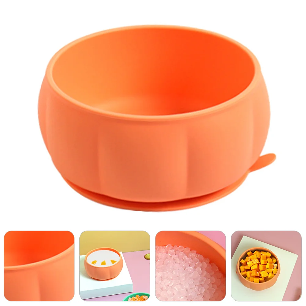 

Baby Silicone Suction Cup Feeding Bowl Round Edges Pumpkin Design Toddler Tableware Baby Supplies Silicone Bowl